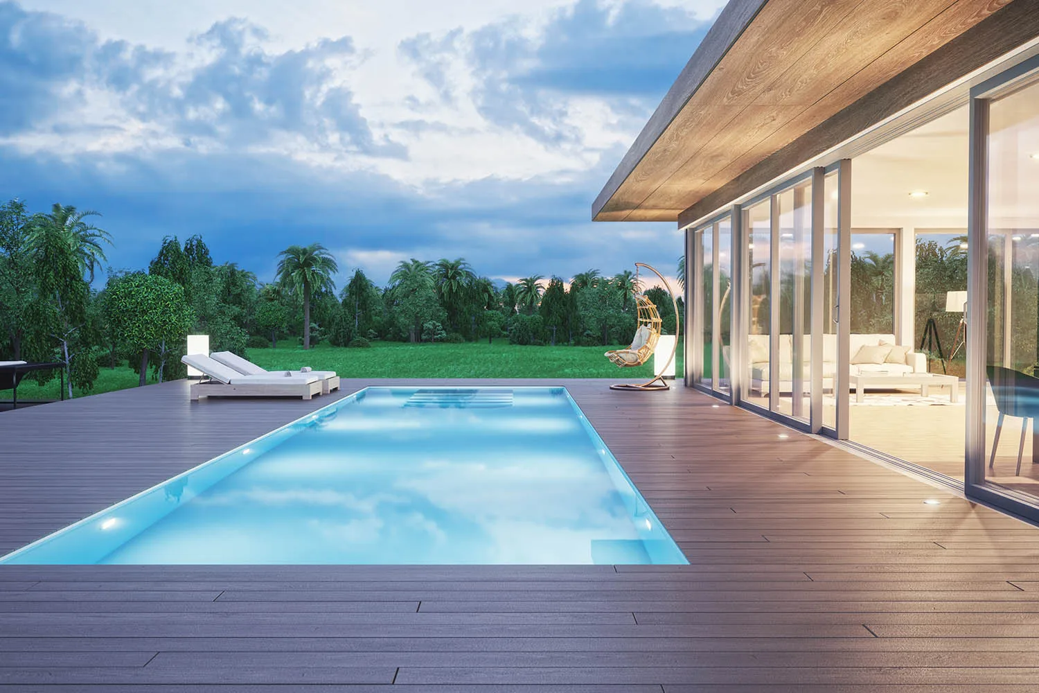 timber deck surrounding pool