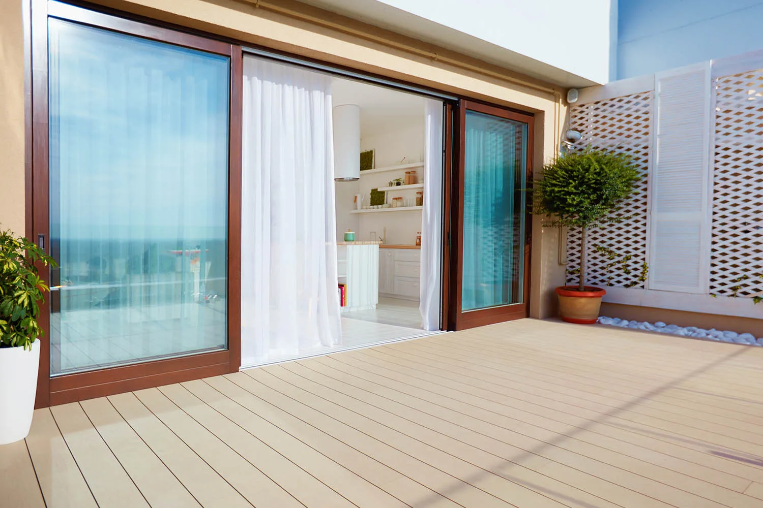 small timber deck in courtyard
