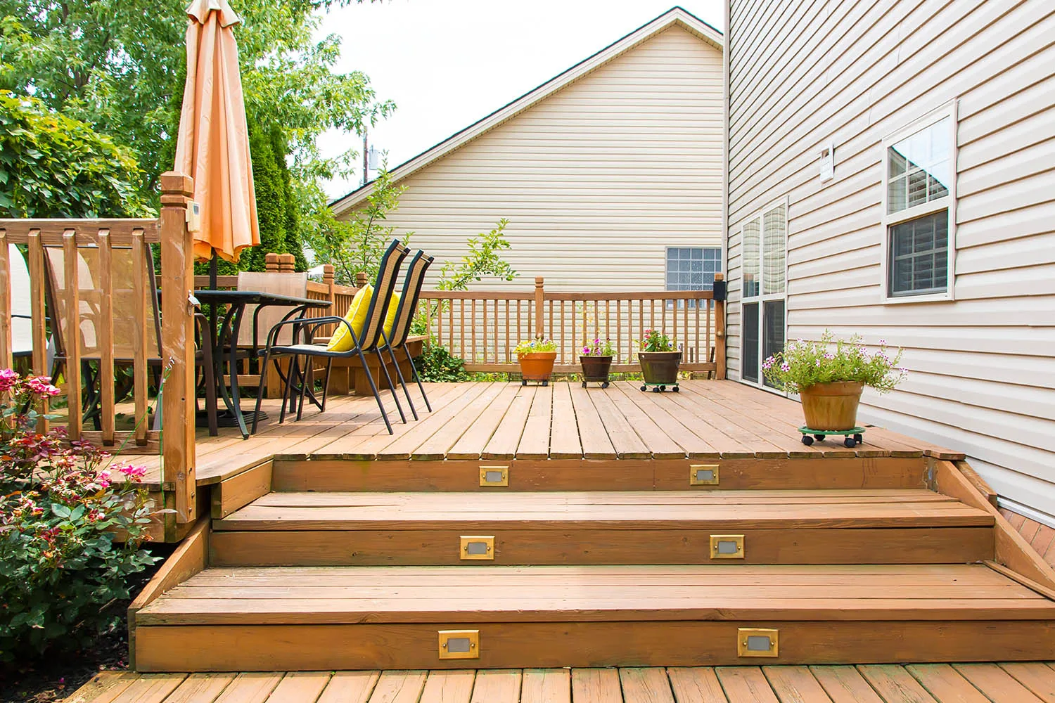 timber deck attached to side of house