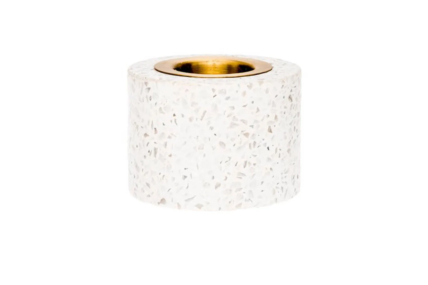 white terrazzo tealight holder