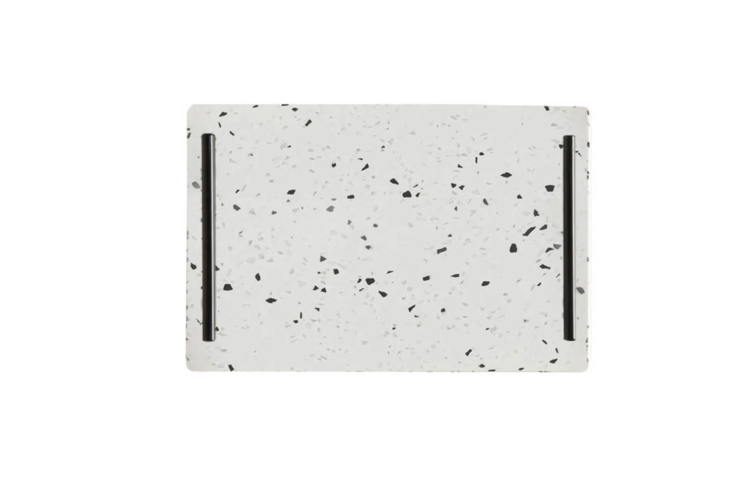 terrazzo tray with black handles