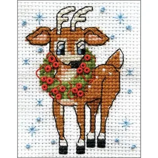 Design Works Counted Cross Stitch Kit 2 inch x 3 inch Reindeer (14 Count)