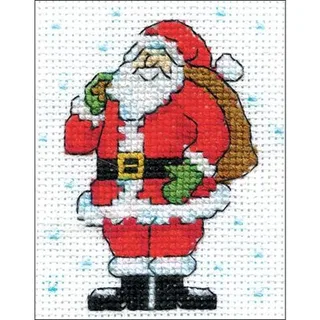 Design Works Counted Cross Stitch Kit 2 inch x 3 inch Standing Santa (14 Count)