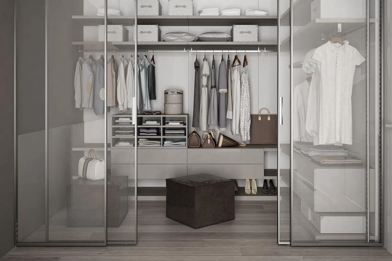 walk in wardrobe with sliding doors