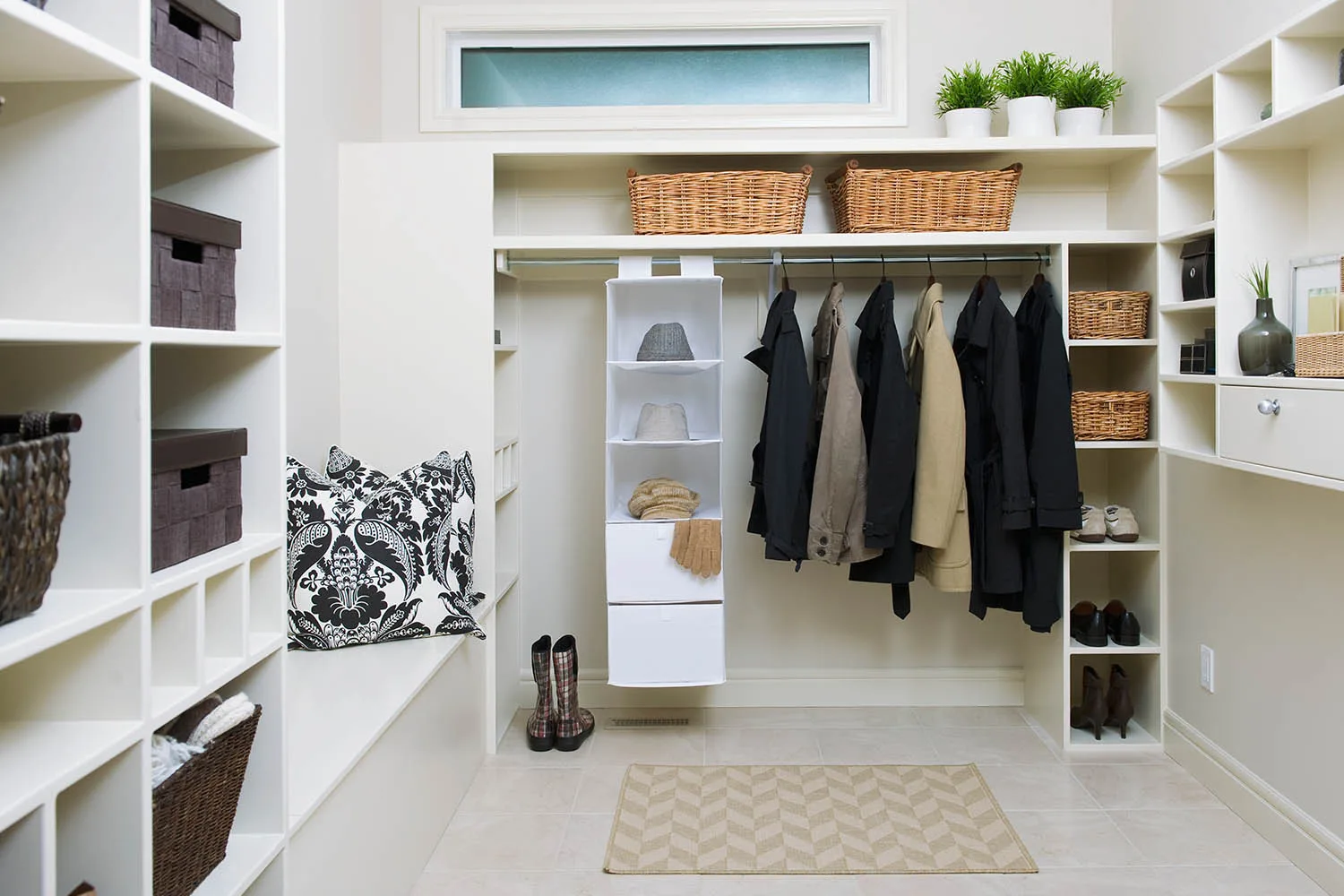 multi-purpose walk in wardrobe and mud room