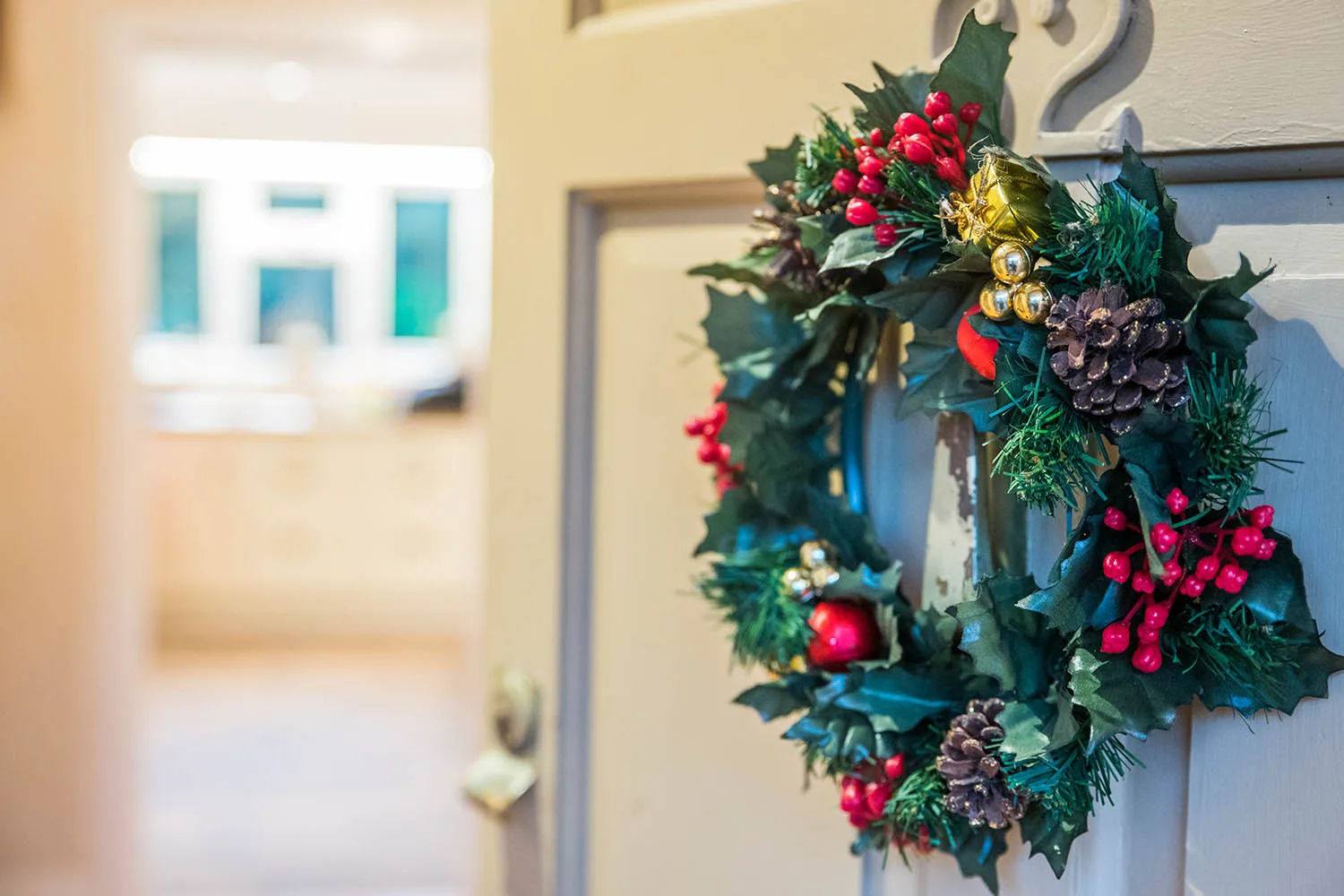 christmas wreath on door