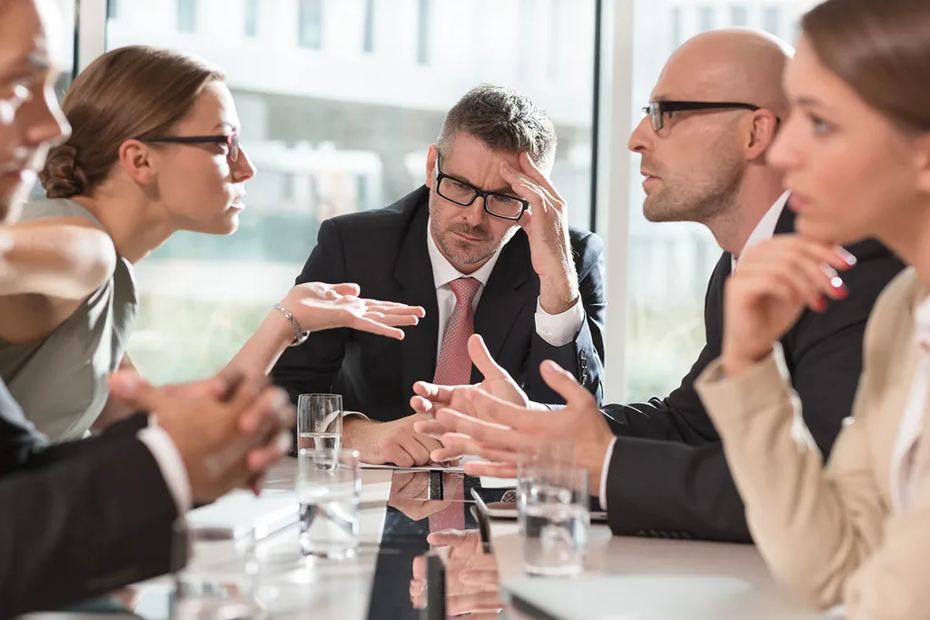 crowded meeting table