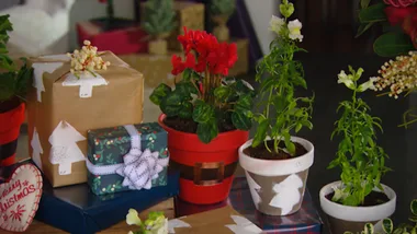 How to make Christmas flower pots