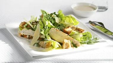 Healthier chicken caesar salad