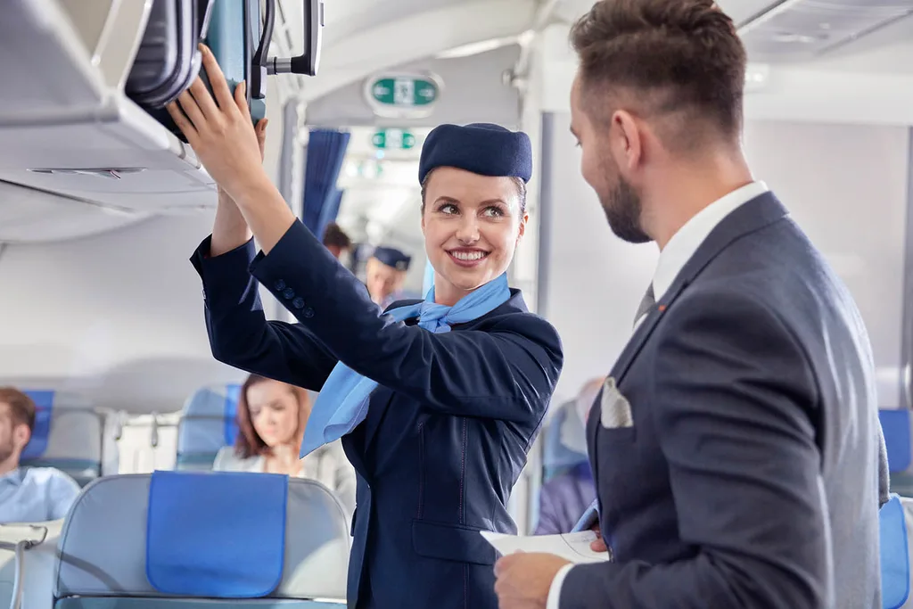 air hostess packing bag away