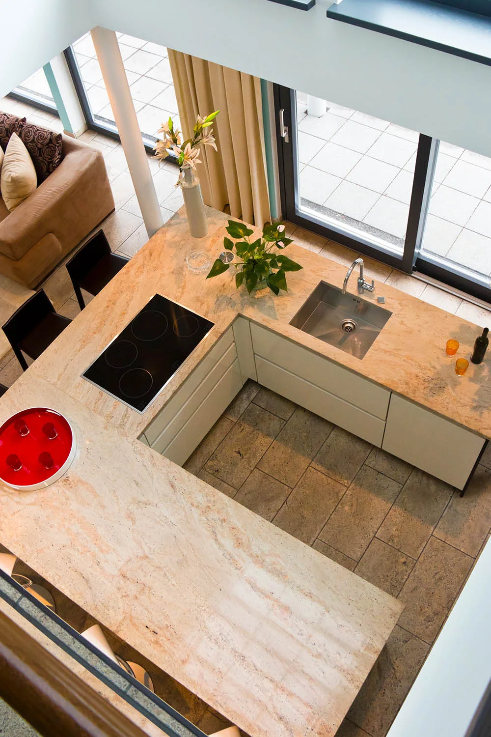 u-shaped kitchen island bench