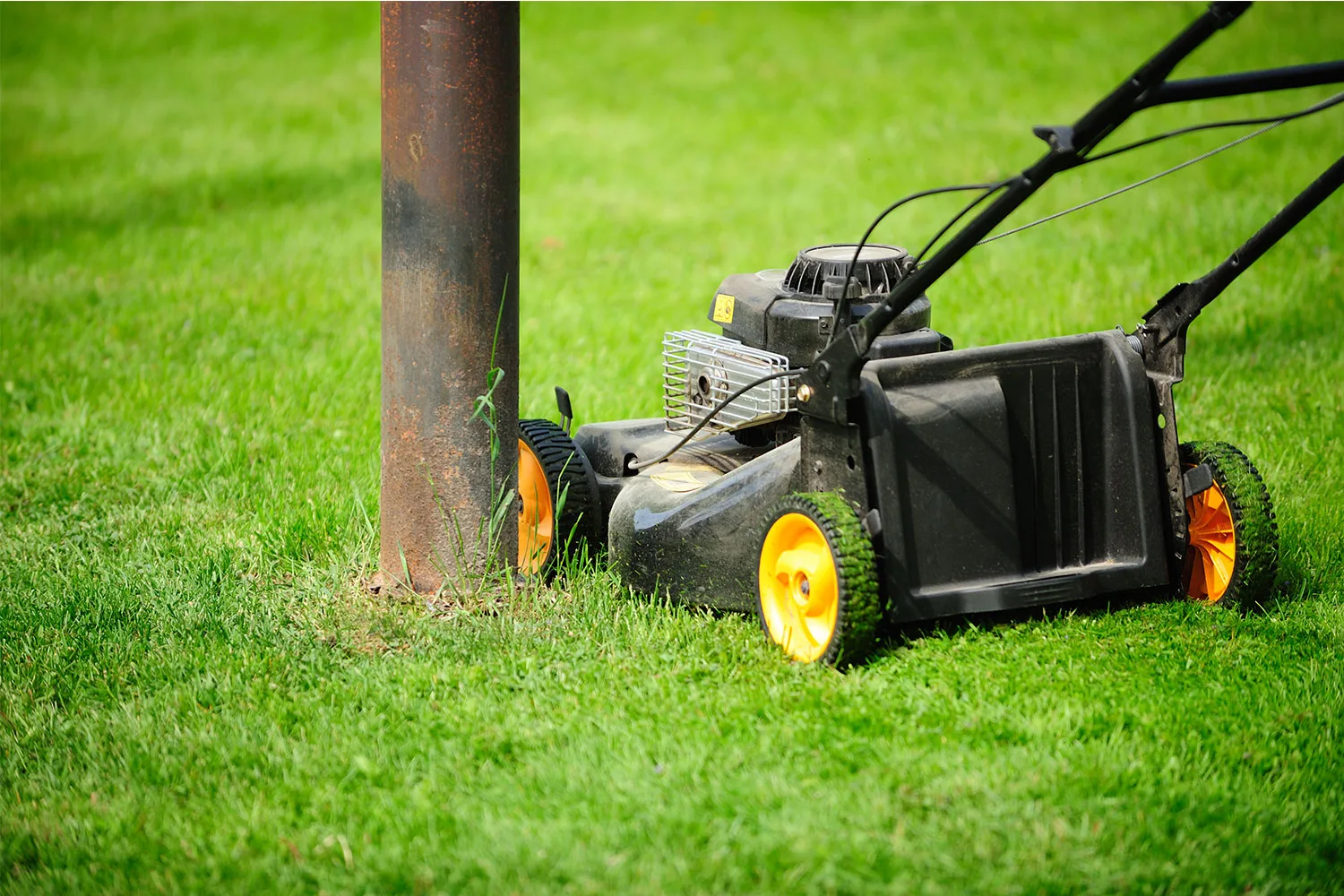 Lawn mower on grass