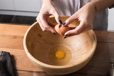 The secret to easily removing egg shell from your batter bowl
