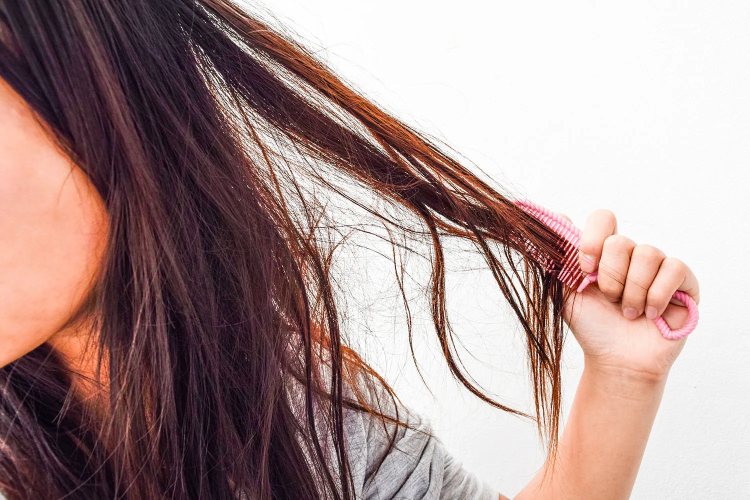brushing hair