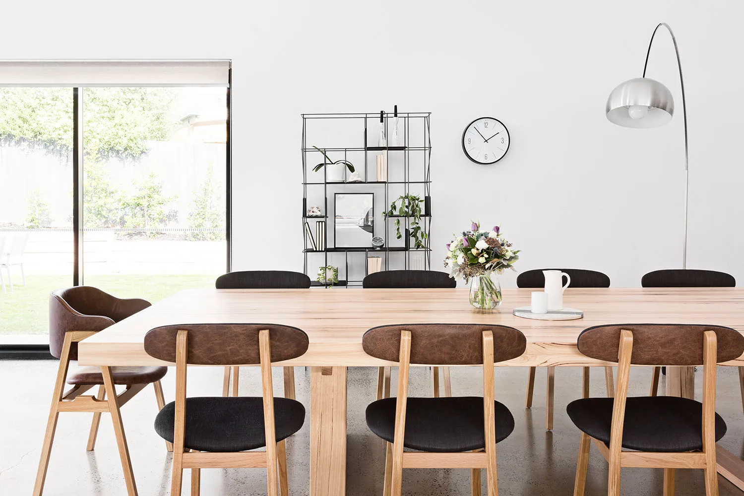 dining room with timber table