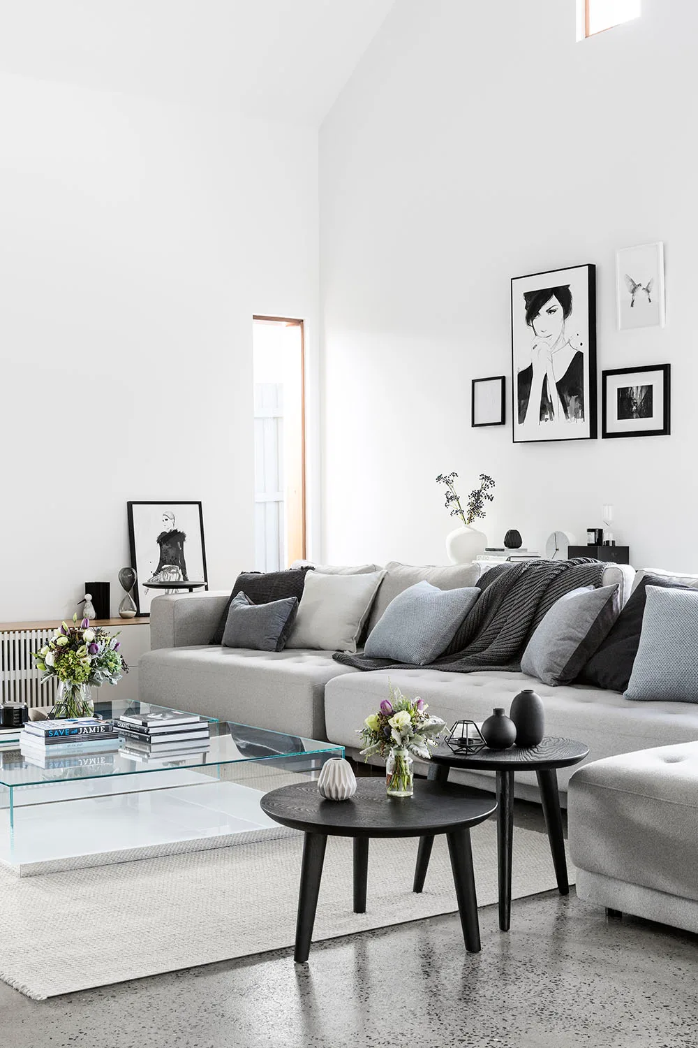 monochrome living room