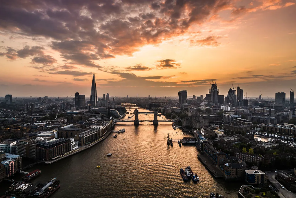 aerial view of london england