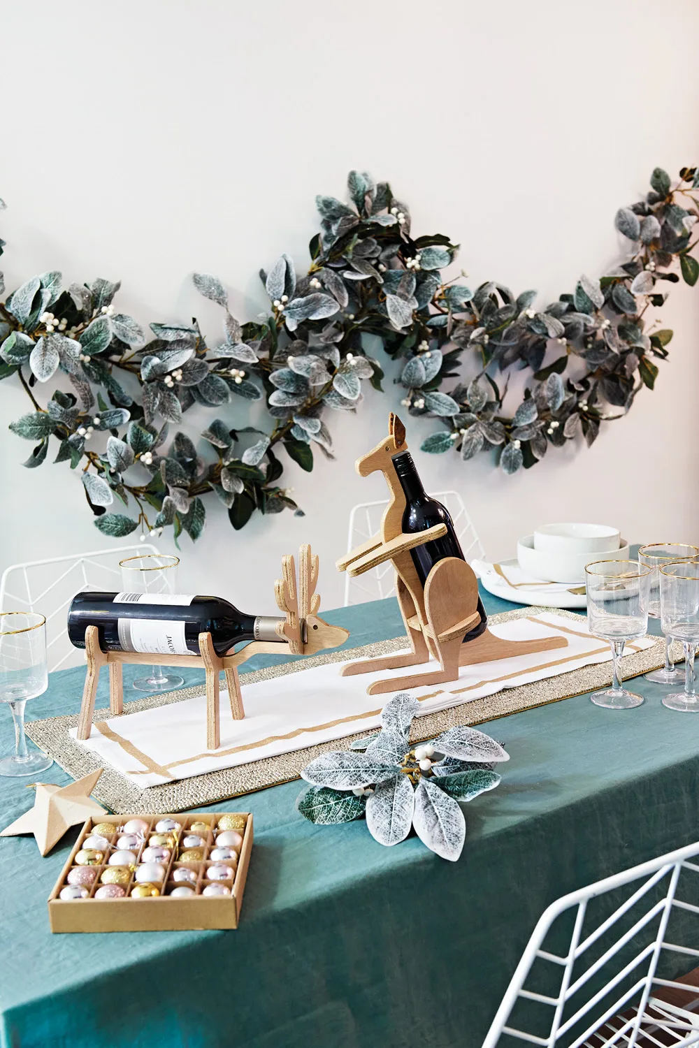 Kangaroo and reindeer wine racks