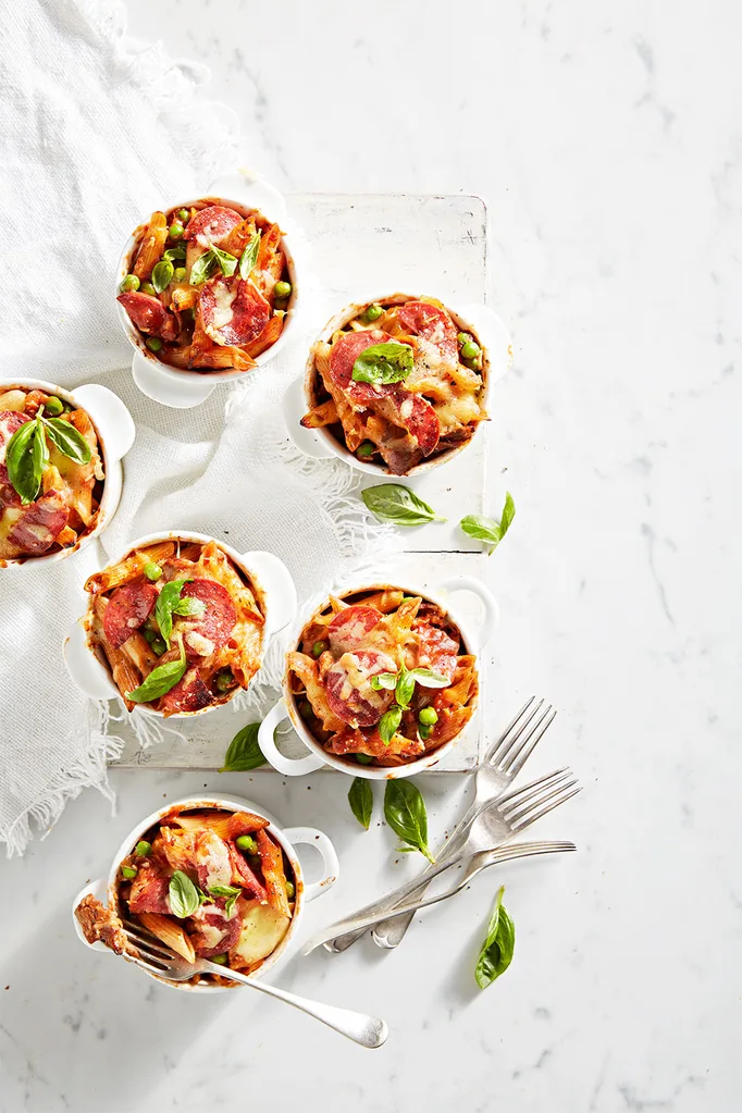 roast-lamb-caramelised-onion-and-pea-pasta-bakes