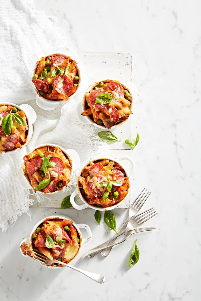 roast-lamb-caramelised-onion-and-pea-pasta-bakes