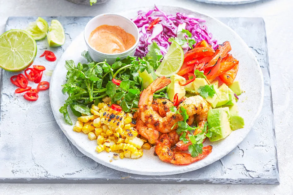 Mexican grilled prawn, corn and avocado salad Recipe - Better Homes & Gardens Australia