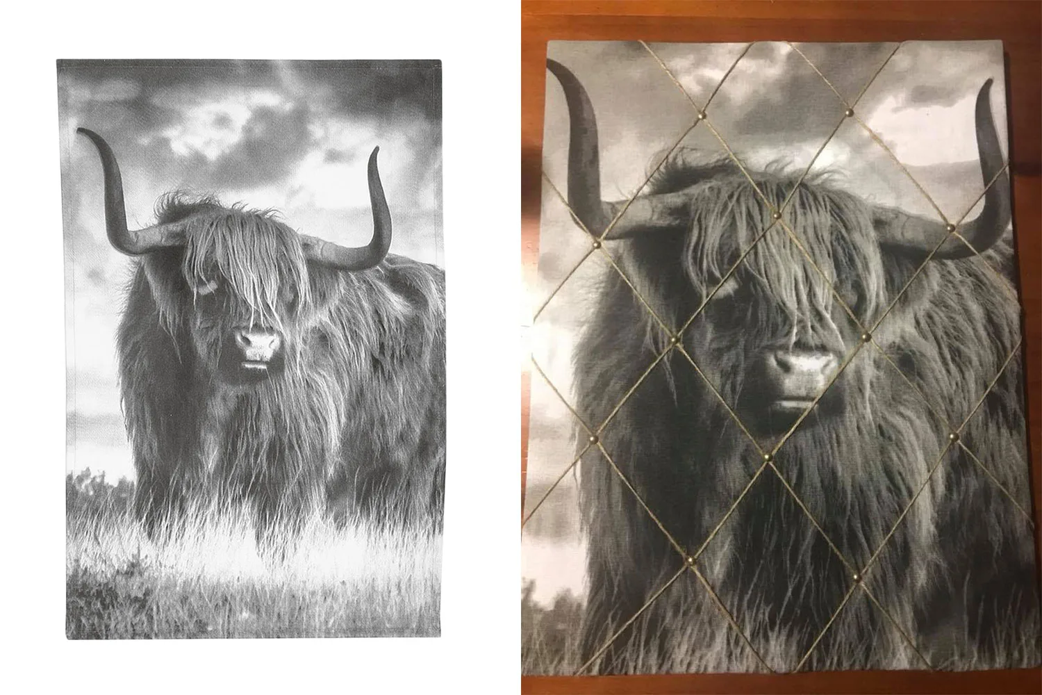 Highland cow tea towel