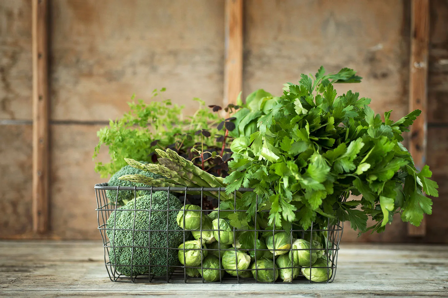 basket of leafy green vegetables