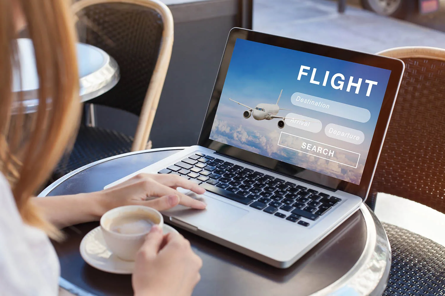 woman booking flights online