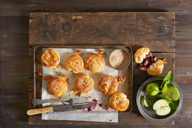 Apple, mixed berry and chocolate pies