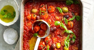 Roasted tomato and olive sauce