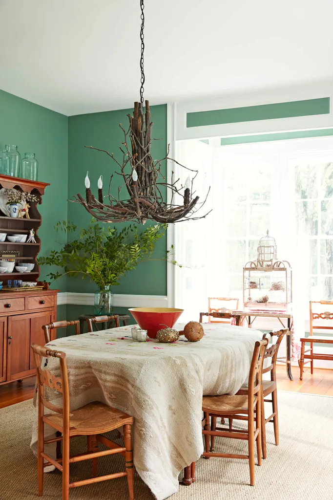 Dining room with green walls