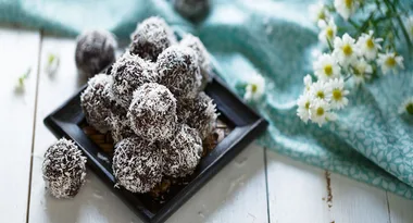 Dark chocolate coconut balls