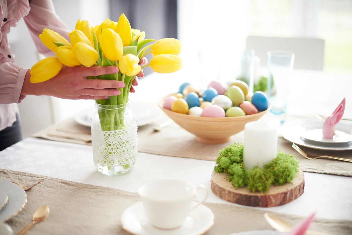 Easter decorations on dining table