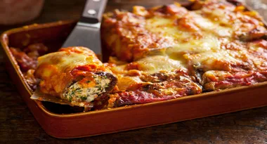 Spinach, ricotta and  eggplant cannelloni