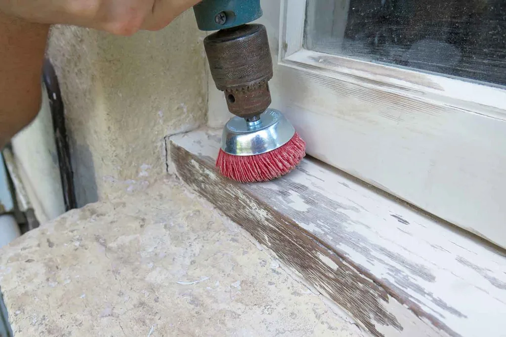 Drill with brush attachment