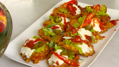 Corn cakes with chilli jam and smashed avocado