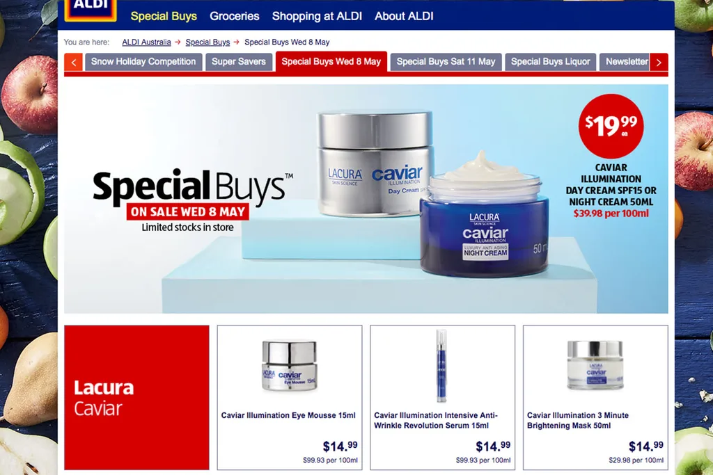Aldi beauty skin care special buys sale