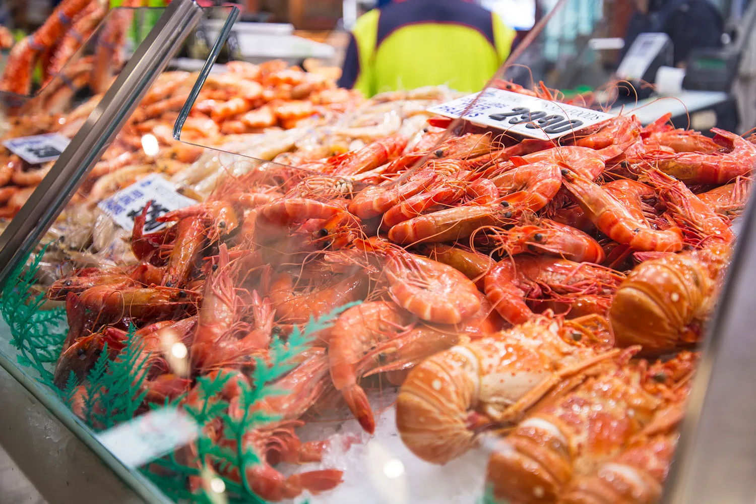 prawns at fish market