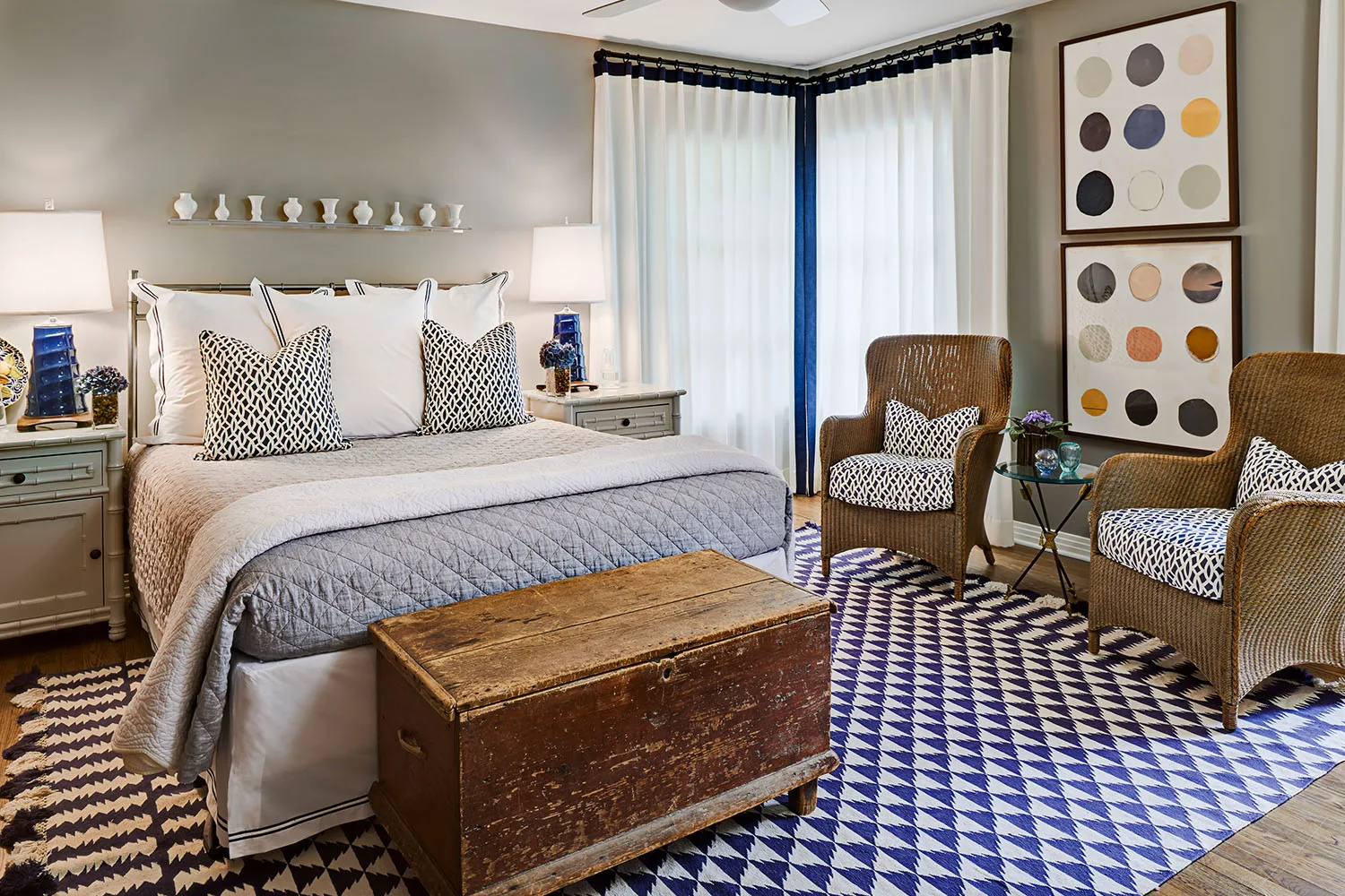 bedroom with blue rug