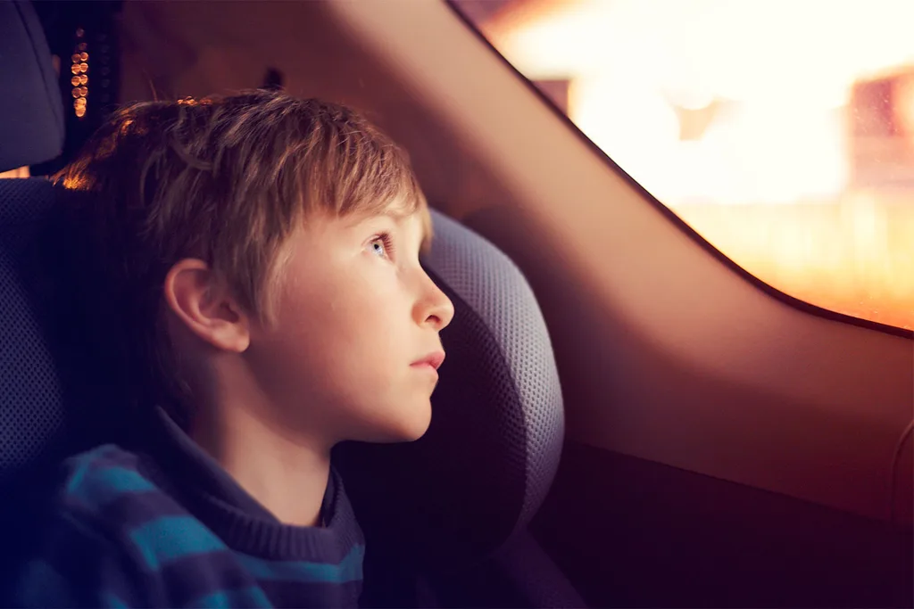 Boy sitting in car