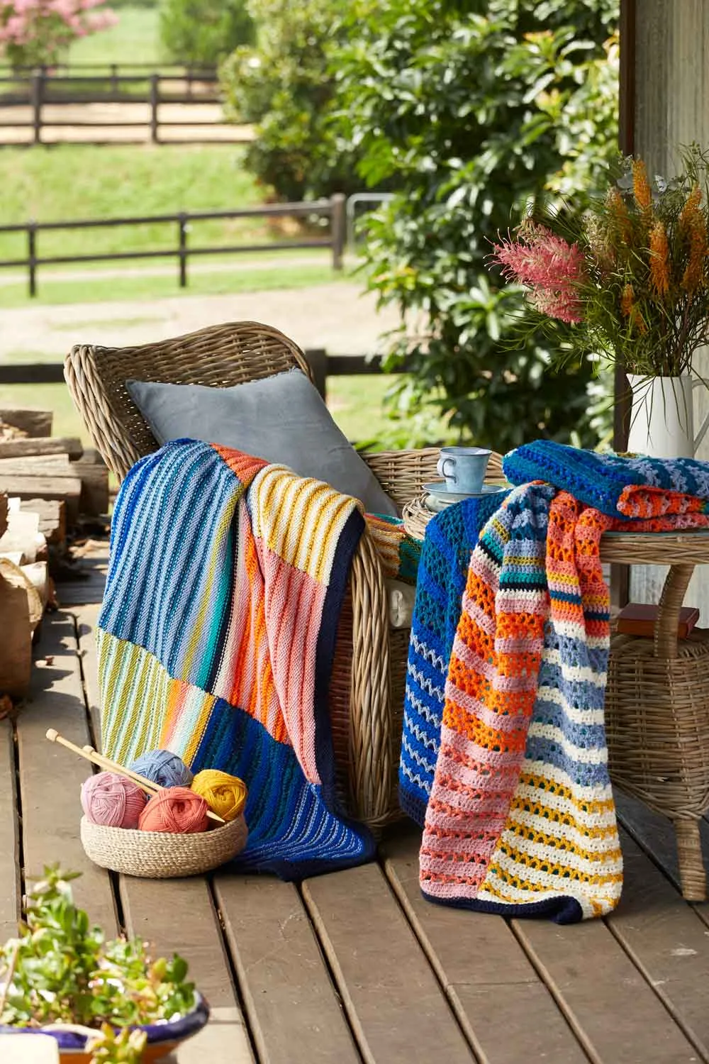 Knit and crochet throw