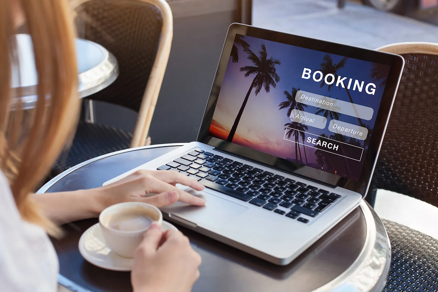booking flights online laptop