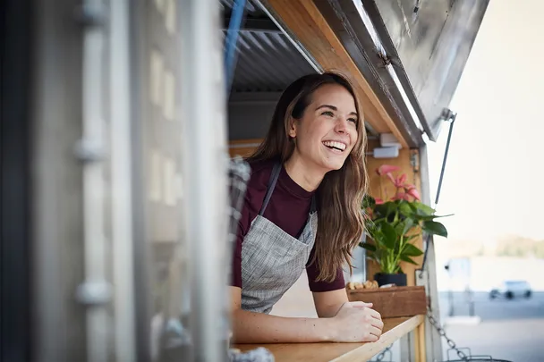 Woman in food truck