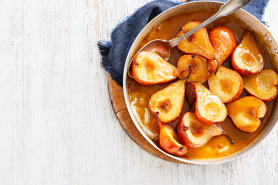 Oven roasted pears with butterscotch syrup Recipe - Better Homes & Gardens Australia