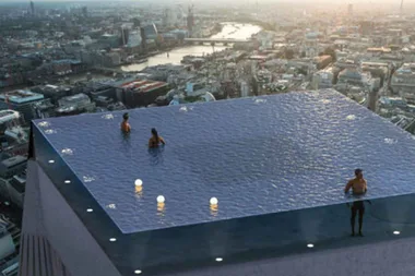 This pool is on top of a 55-storey skyscraper in London