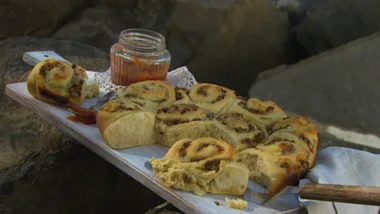 Sausage and cheese scrolls