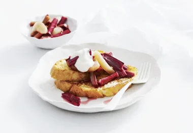 Stewed rhubarb with French toast