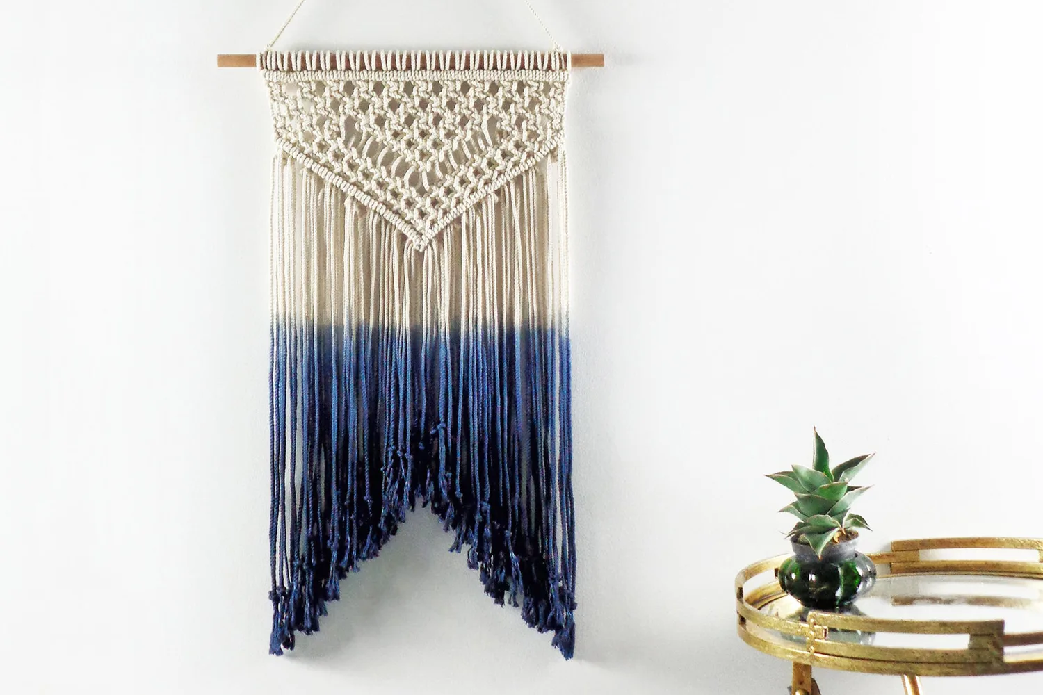 Shibori macrame wall hang