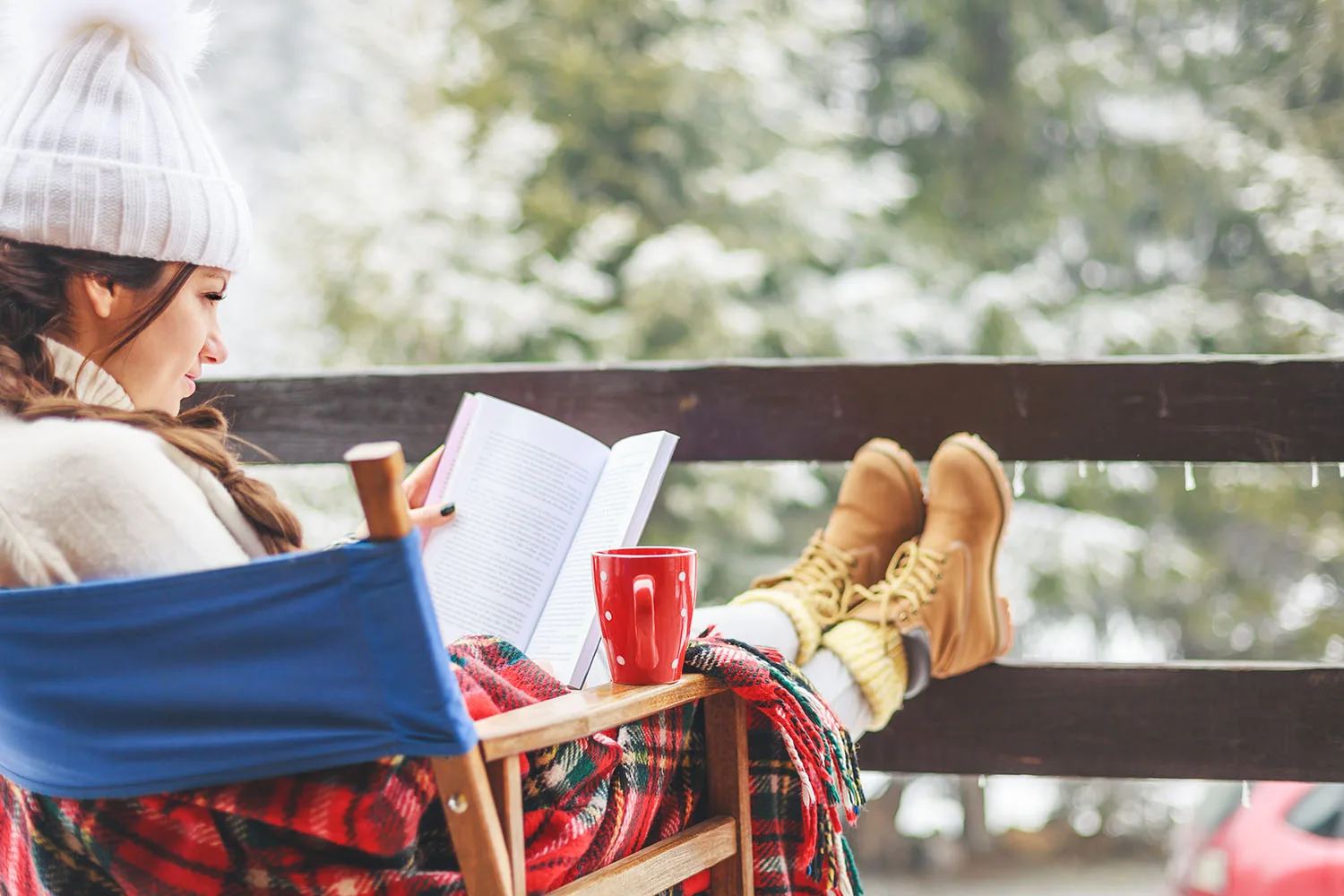 girl reading outside