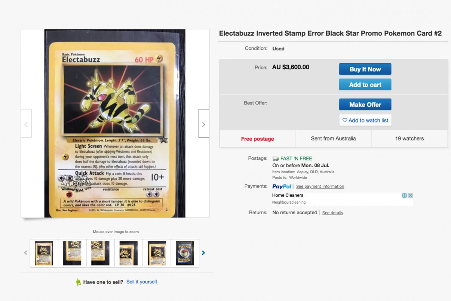 ebay pokemon card listing